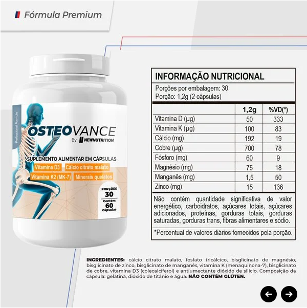 OSTEOVANCE® - Suplemento para Saúde Óssea 60 Cápsulas