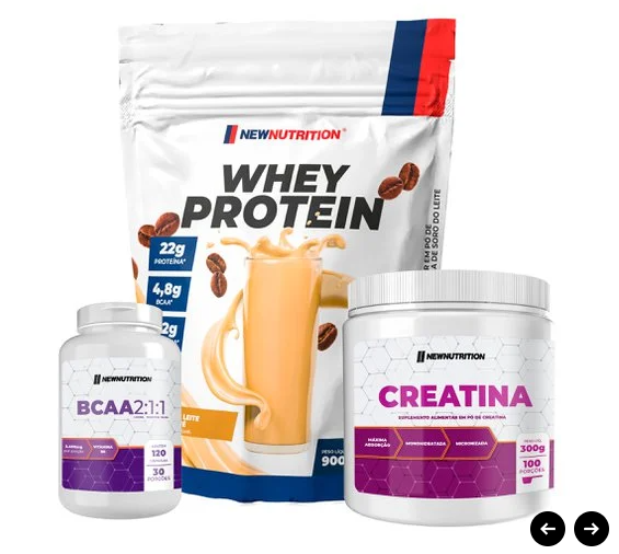 Kit Suplementos Hipertrofia 1 (WPC + Creatina + BCAA)